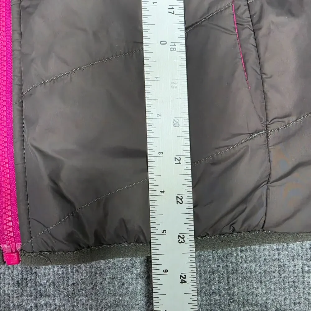 The North Face Girls XL Reversible Fleece Lined Hooded Jacket Pink Charcoal